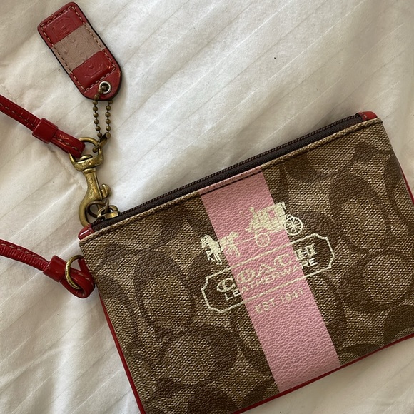 Coach wallet with strap and pink stripe - Picture 2 of 4